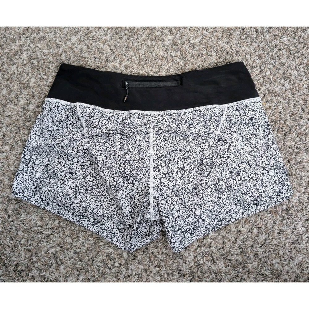 Lululemon Speed Up Shorts Womens 6 Black White Floral 3' Running - Picture 6 of 10
